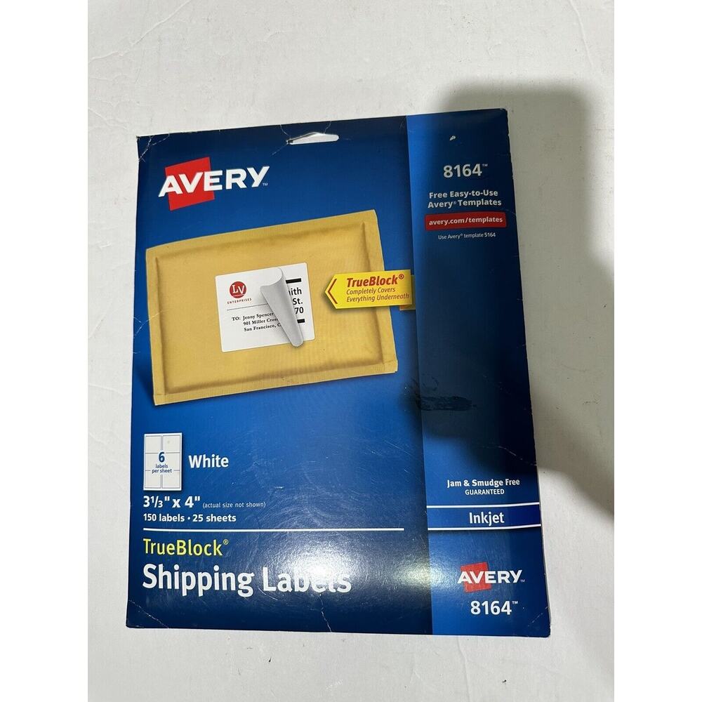 Open 49 Sheets Avery Inkjet Shipping Labels‎ 3-1/3" x 4" 294 Labels #8164 READ